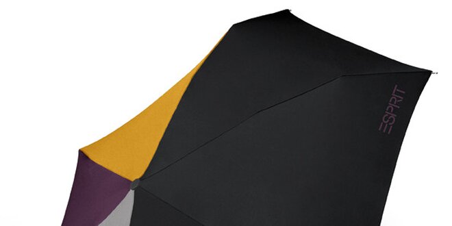 Černý skládací deštník Esprit s barevnými akcenty