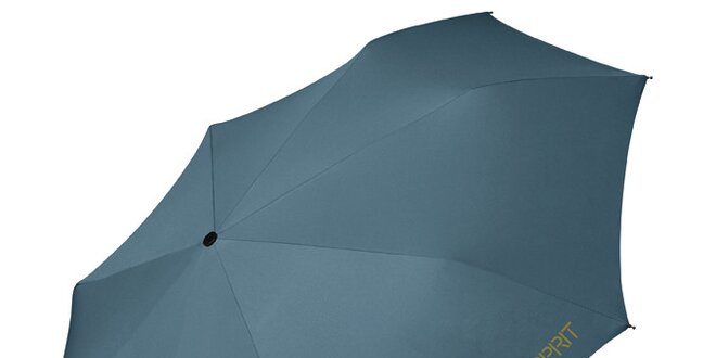 Tyrkysově modrý skládací vystřelovací deštník Esprit se zelným logem