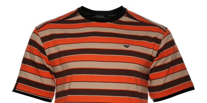 Pánské oranžovohnědé proužkované tričko Bushman