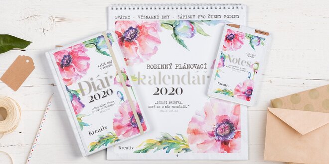 Kreativní set 2020: rodinný kalendář, diář i notes