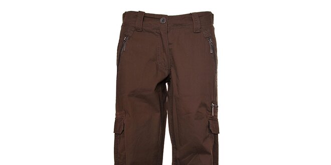 Pánské tmavě hnědé plátěné kalhoty Bushman