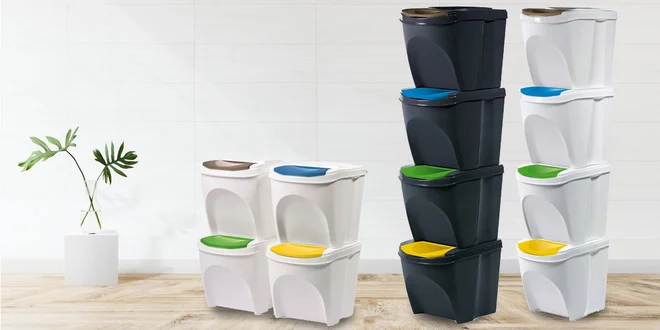 Koše na tříděný odpad: 3× nebo 4× 25 litrů