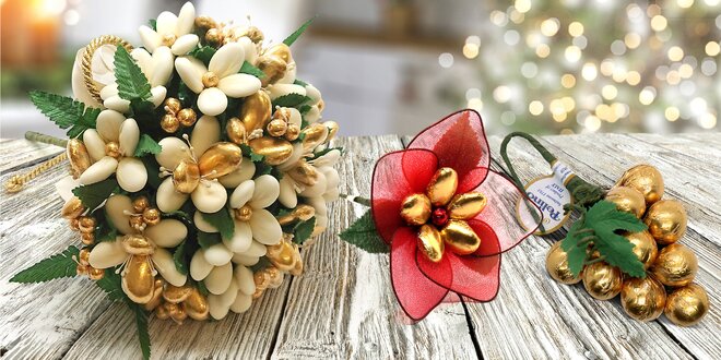 Ozdobte vánoční dárek květinou z čokolády a mandlí