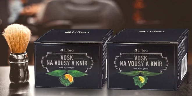 Balení dvou vosků Liftea na vousy a knír