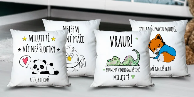 Zamilované polštářky s vtipnými texty