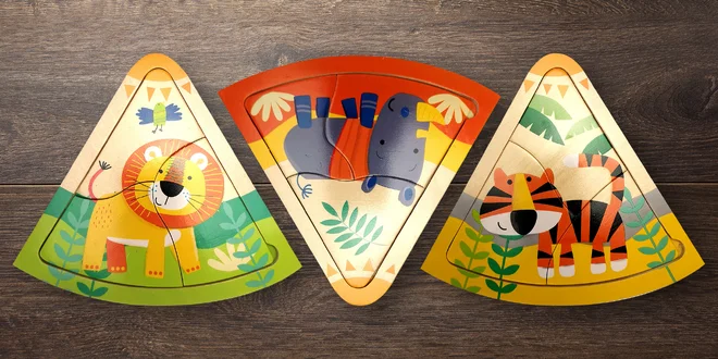 Roztomilé puzzle pro děti od 2 let: lev i slon