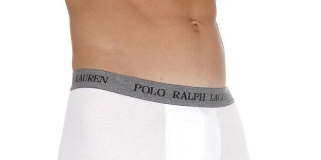 Bílé boxerky Polo Ralph Lauren s šedivým pasem