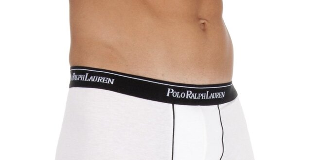 Pánské bílé boxerky Ralph Lauren s černými okraji