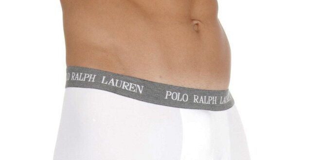 Bílé boxerky Polo Raplh Lauren s šedivým pasem