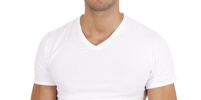 Sněhově bílé tričko s véčkem Polo Ralph Lauren