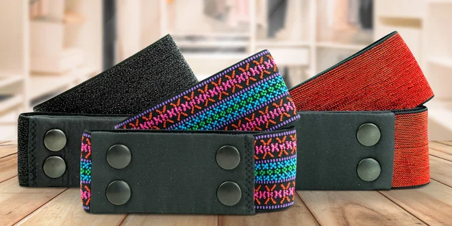 Gumové opasky bez spony: unisex, mnoho barev
