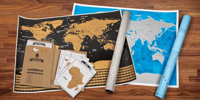 Stírací mapy světa a cestovní deníky