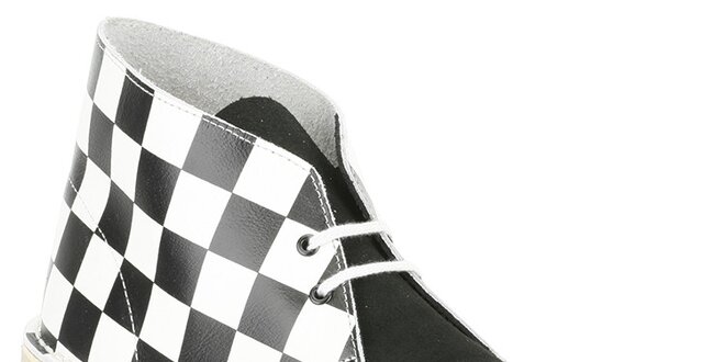 Pánské černobílé kotníčkové boty Clarks se šachovnicí