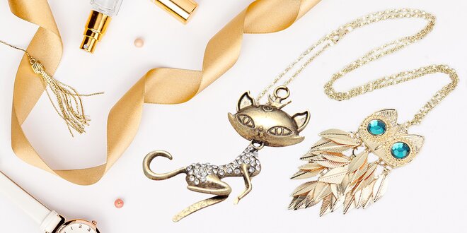Krásné náhrdelníky s přívěskem: sovička či kočka