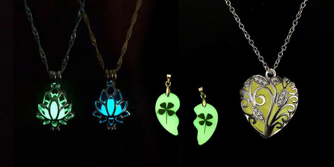Svítící náhrdelníky ve tvaru lotusu nebo srdce