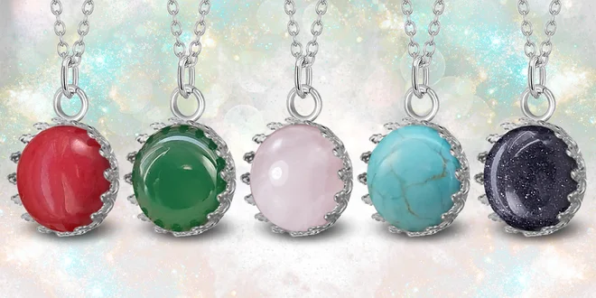 Ocelové náhrdelníky Gemstone s přírodními kameny