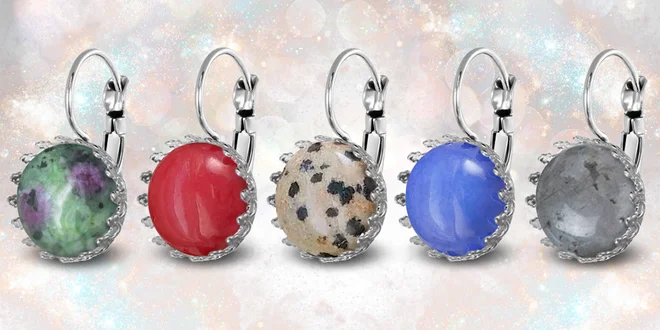 Ocelové náušnice Gemstone s přírodními kameny