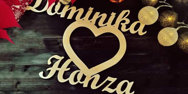 Pro zamilované: dřevěné srdce se dvěma jmény