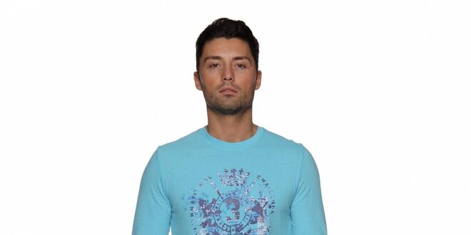 Pánské tyrkysově modré tričko Ralph Lauren s potiskem