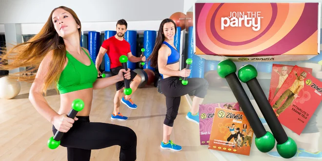 Zumba fitness balíček: činky a návod na krásné tělo