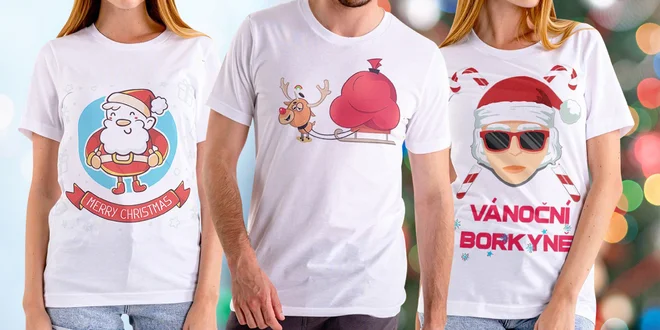 Veselá vánoční trička české výroby pro pány i dámy