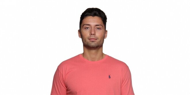 Pánské lososové tričko Ralph Lauren s výšivkou
