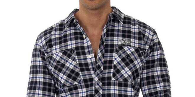 Pánská černobílá kostkovaná košile Tommy Hilfiger