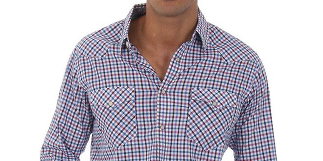 Pánská modrorůžová kostičkovaná košile Tommy Hilfiger