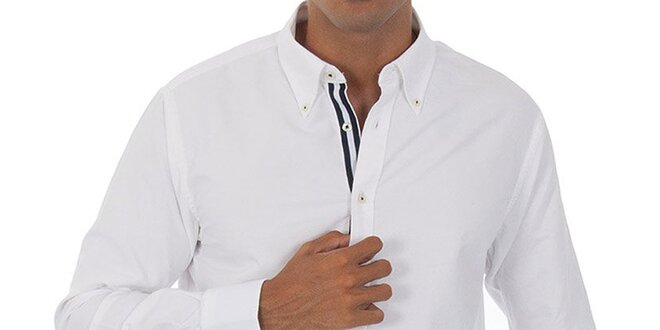 Pánská bílá košile Tommy Hilfiger s tmavě modrými detaily