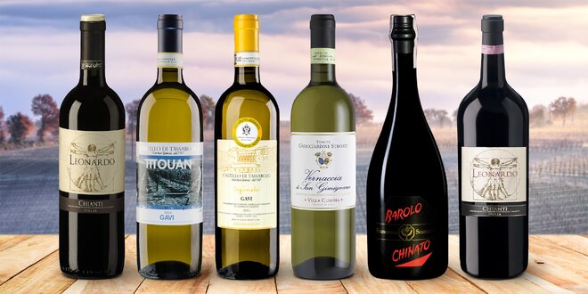 Dárkově balená italská vína: Chianti, Barolo aj.