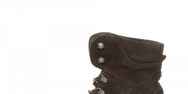 Pánské tmavě hnědé semišové boty Guess