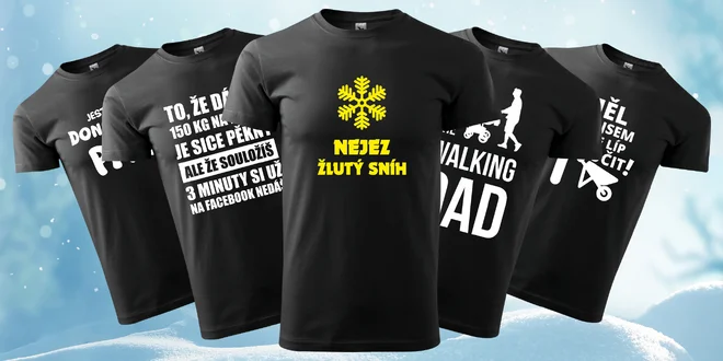 Pánská černá trička s vtipnými potisky
