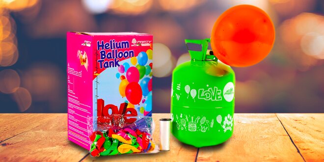 Helium v lahvi s 30 či až 50 balónky k nafouknutí