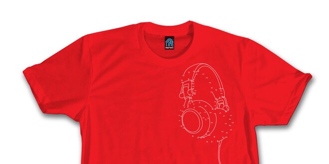 Pánské červené tričko se sluchátkovou hádankou Dephect