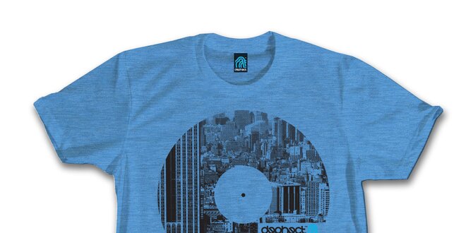 Pánské modré tričko s potiskem vinylu Dephect