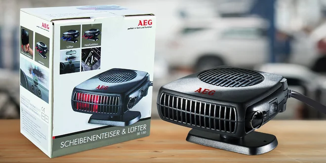 Autoventilátor AEG: odmrazení oken i vyhřívání