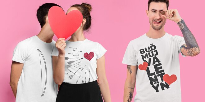 Valentýnská trička se zamilovanými motivy