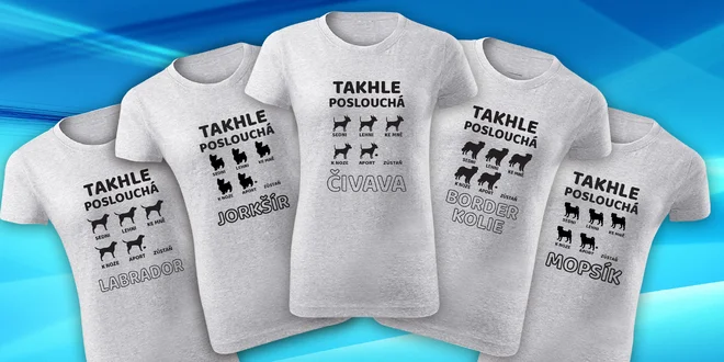Dámská trička pro milovnice psů: 11 psích ras