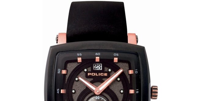 Pánské hranaté černé analogové hodinky Police
