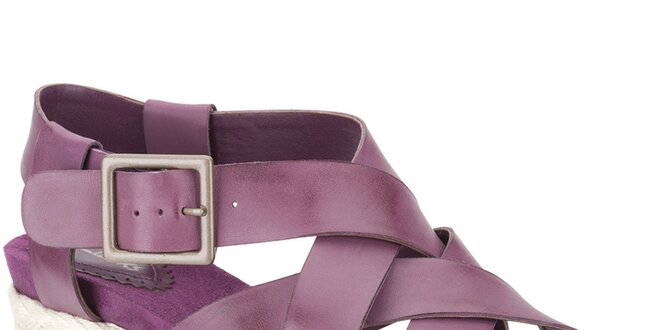 Dámské fialové sandálky na bílém klínku Clarks