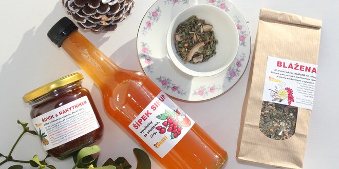 Zdravé balíčky pečených čajů i s džemem a sirupem
