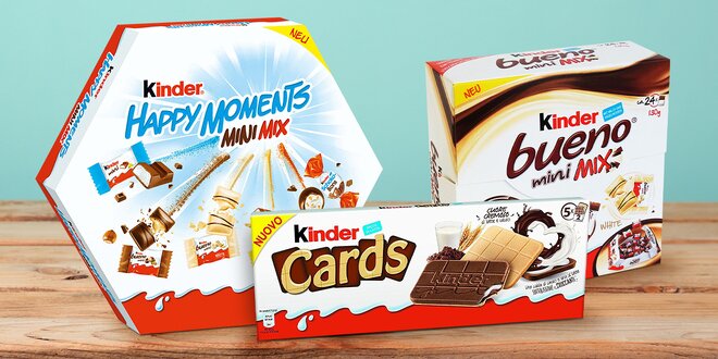 Čokolády Kinder: Cards, Bueno, Happy Moments