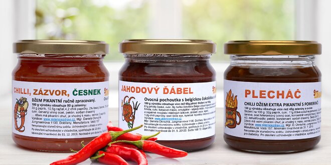 Balíčky chilli džemů z českého ovoce i zeleniny