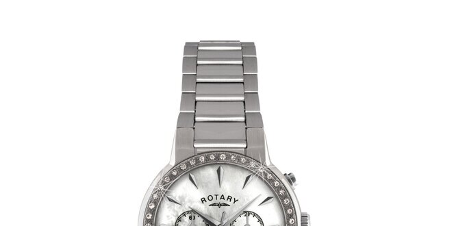 Dámské stříbrné kulaté hodinky s chronografem Rotary