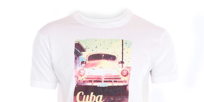 Pánské bílé tričko s kubánským motivem Exe Jeans