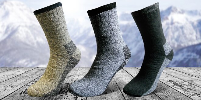 3 páry pánských vlněných termo ponožek