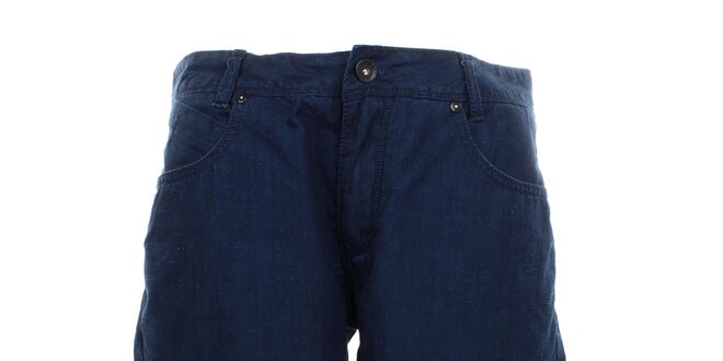 Pánské volné tmavě modré denimové kraťasy Exe Jeans