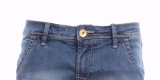 Dámské modré džínové minikraťásky Exe Jeans s ohrnutými nohavicemi