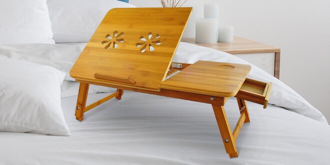 Celodřevěný stolek na notebook do postele