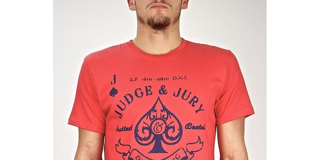 Pánské červené tričko s potiskem Judge&Jury